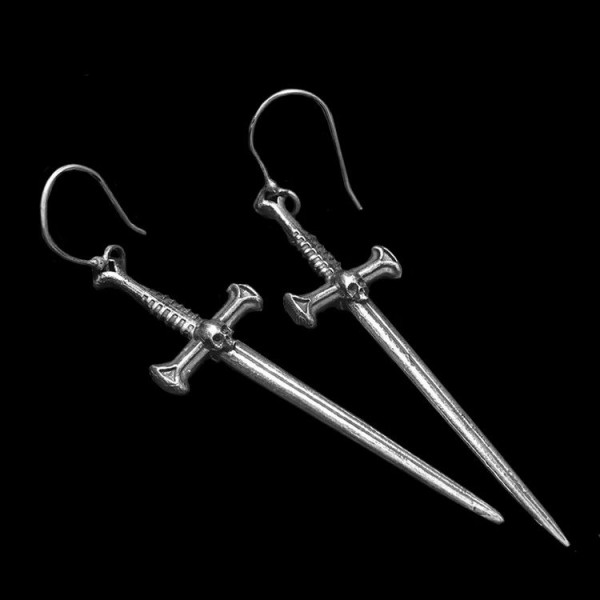Massacre demon skull sword earring 925 Sterling Silver sword earring