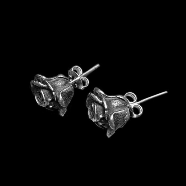 Death rose stud earrings 925 Sterling Silver rose earrings