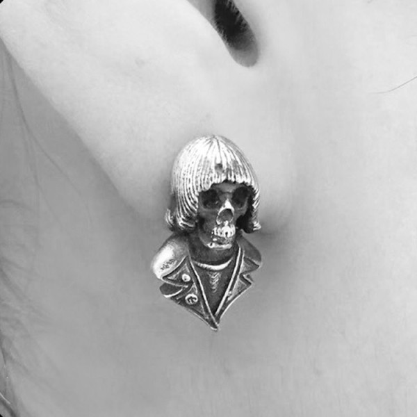 Beatles Punk skull Earbob 925 Sterling Silver skull Beatles skull earring FCS17