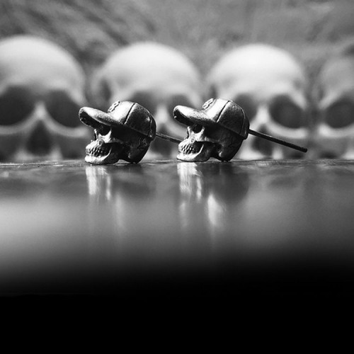 Tennis prince skull stud earrings 925 silver tennis prince earrings