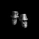 Formal hat skull stud earrings 925 sterling silver gentleman earrings
