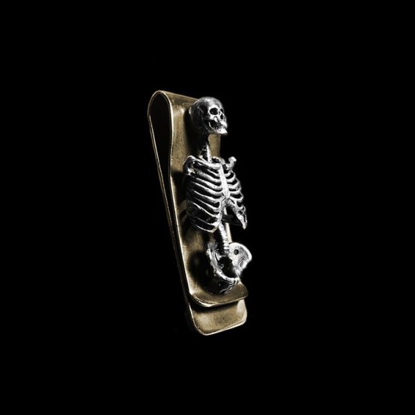 Human skeleton money clip 925 Sterling Silver skull money clip FCS04-3