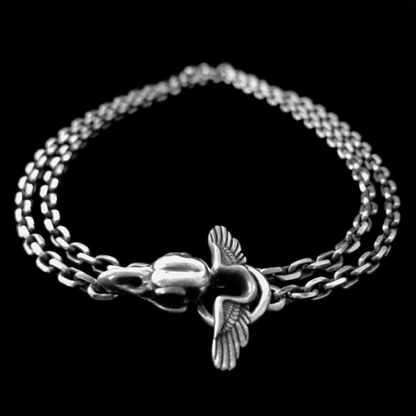 Sun bird Handmade Silver Skull necklace SSN01
