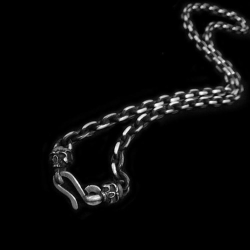 Skull S Hook Silver Basic Necklace Unveiling Elegance SSN06