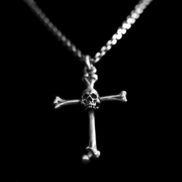 Skull Silver Cross Pendant 925 silver Skull necklace Pendant