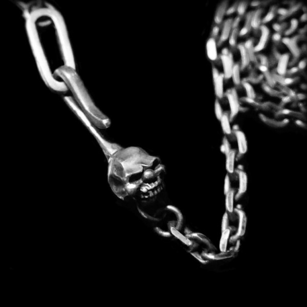 Silver skull hook Handmade Silver Skull necklace SSN17