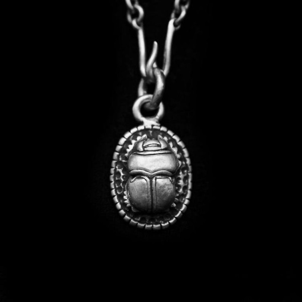 Egyptian Scarab Pendant 925 Silver necklace SSP53