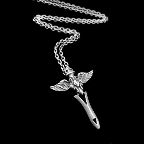 Angel silver cross pendant Cupid pendant necklace