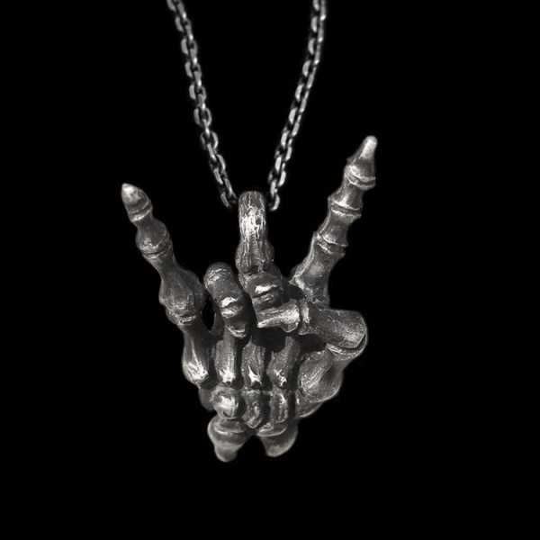 Hand bone pendant 925 Sterling Silver ILY sign skull Necklace pendants SSP123