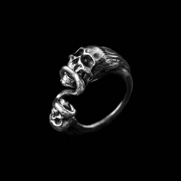 Skull rings 925 Silver Skull mens pinky rings