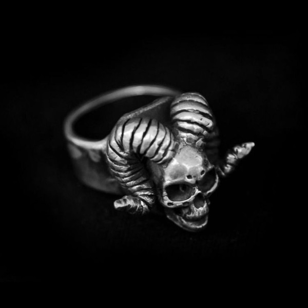 Horn Skull Ring 925 Silver Devil skull rings SSJ01
