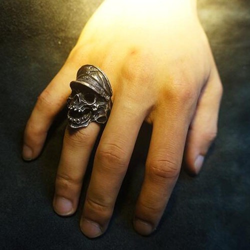 Officer Skull ring 925 Silver Master Sergeant Skull rings high-ranking officers SSJ85