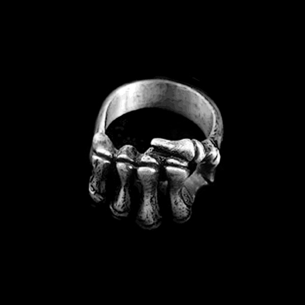 Skull hand ring 925 Sterling Silver mens pinky rings
