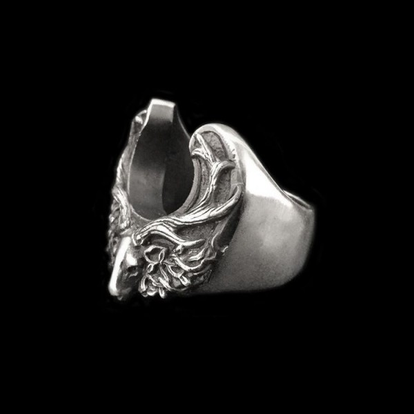 Horseshoe-ring| Deer head Horseshoe ring 925 Silver mens pinky rings