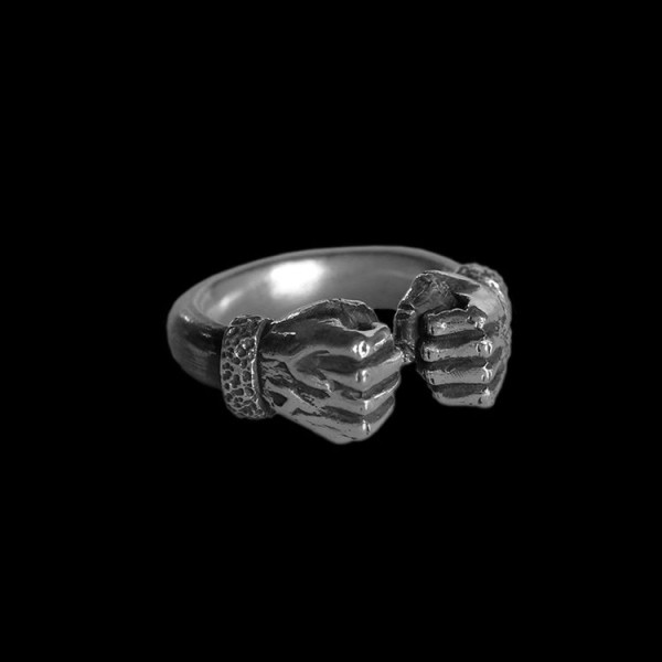 Fist of strength ring 925 silver Fist mens pinky rings