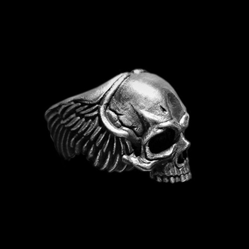 Soul Winged skull Ring 925 silver Wings No jaw skull rings