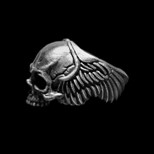 Soul Winged skull Ring 925 silver Wings No jaw skull rings