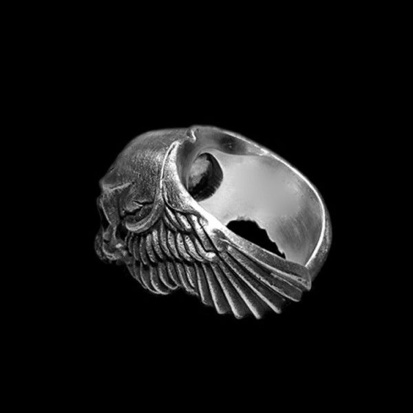 Soul Winged skull Ring 925 silver Wings No jaw skull rings