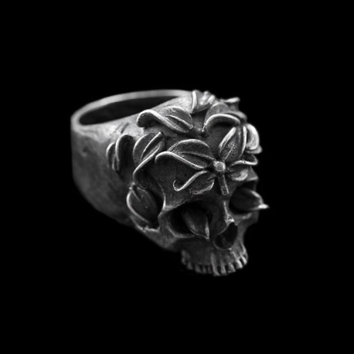 Mens Skull rings 925 Silver International standard Equinox Flower Skull rings SSJ82