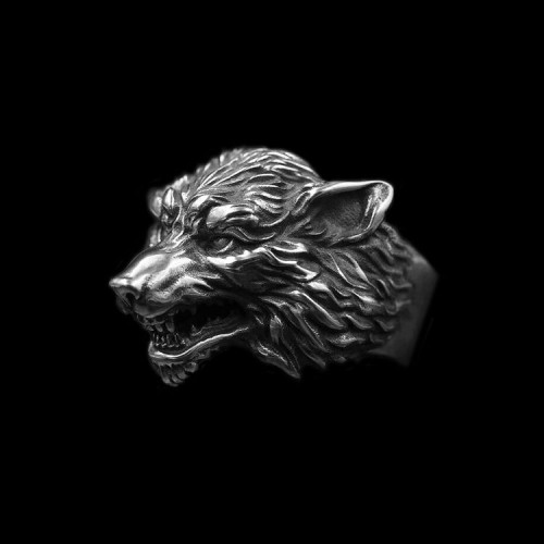 Wolf king ring 925 Sterling silver original wolf head rings SSJ190