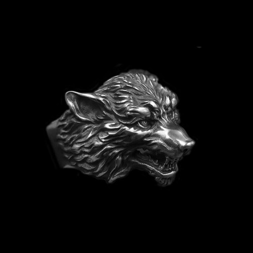 Wolf king ring 925 Sterling silver original wolf head rings SSJ190