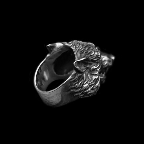 Wolf king ring 925 Sterling silver original wolf head rings SSJ190