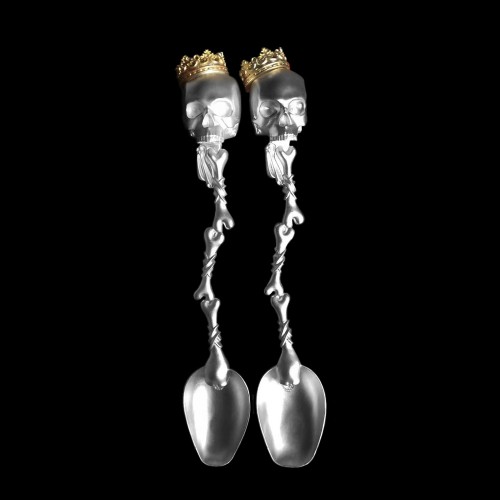 Skull spoon 925 Silver Brass crown silver spoon FCS42