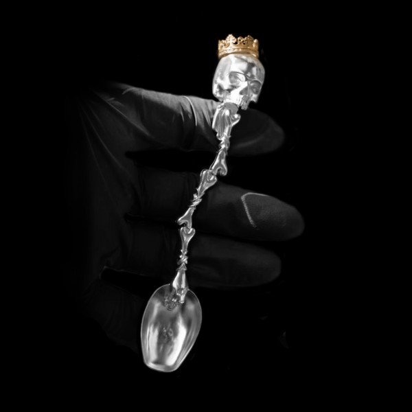 Skull spoon 925 Silver Brass crown silver spoon