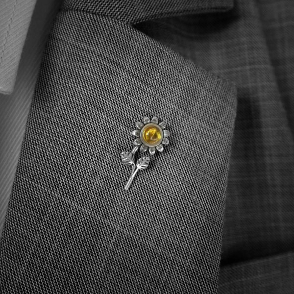 Sunflower brooch 925 silver brooches Bollar brooch Badge BRC-09