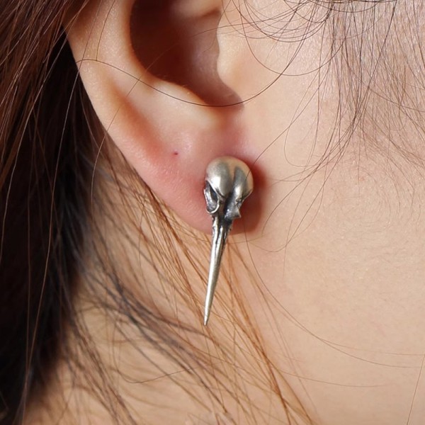 Hummingbird skull earrings cool earrings for men