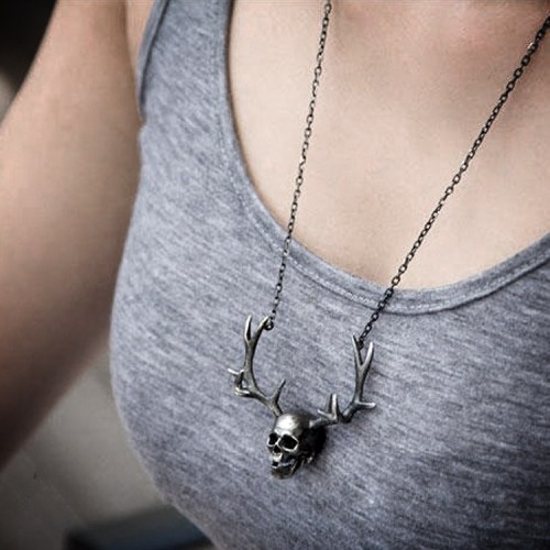 Antler Skull Pendant Necklace is The most popular Christmas gifts SSN14