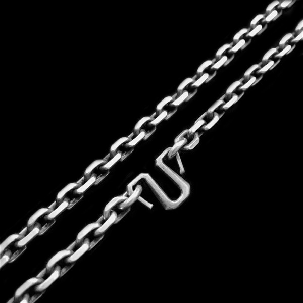M hook Edges Necklace 925 Silver mens Necklace SSN38