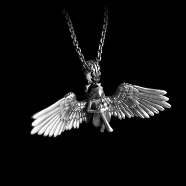 Angel with outspread wings Pendant 925 Silver Handmade Angel Cupid Pendant SSP183