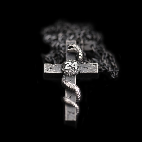 Black Mamba Cross Pendant 925 Silver Cross Snake Necklace Pendant 
