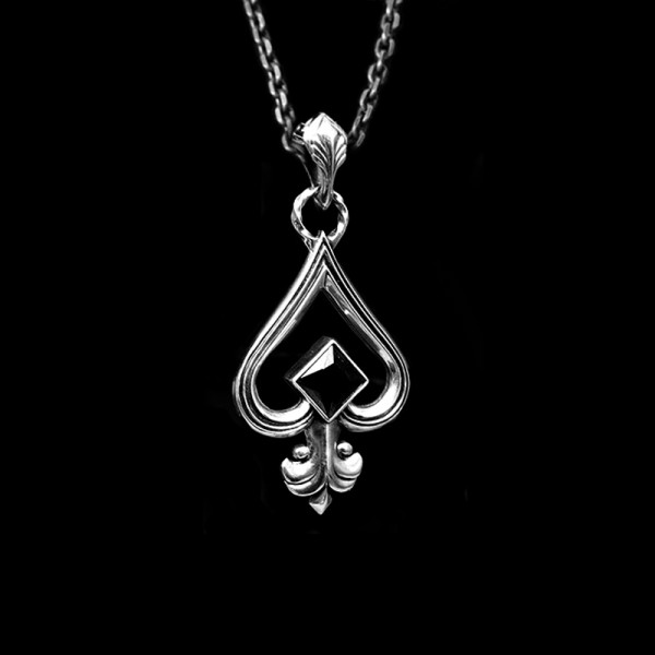 A of Spades pendant 925 Silver playing cards A black gem pendant