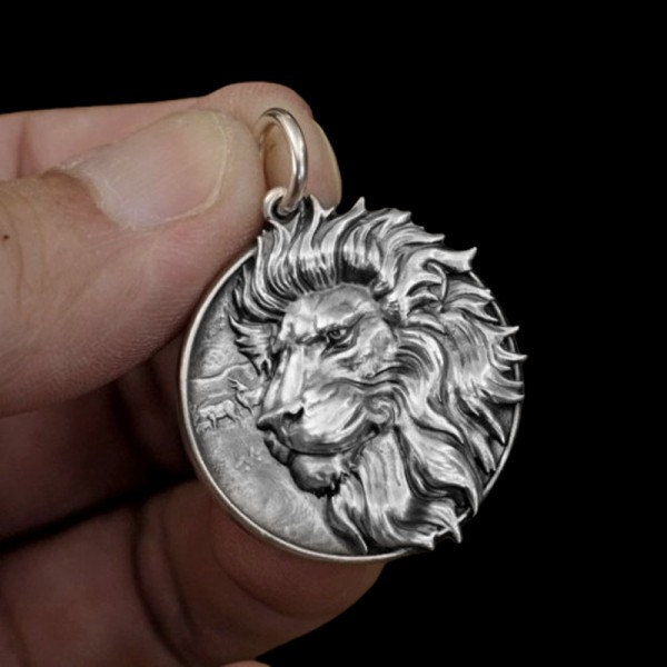 Lion Pendant Grassland Overlord lion king 925 Silver Lion necklace