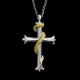 24K gold snake 925 silver cross pendant thick gilt gold cross necklace