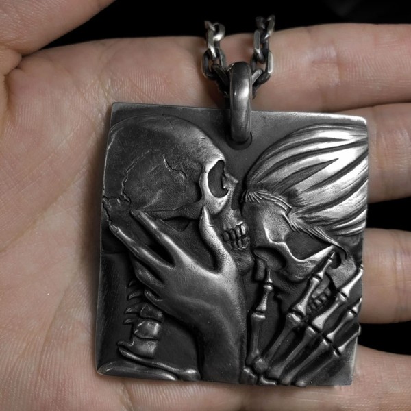I will love you even to death 925 Sterling silver Skull pendant 