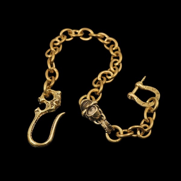Wallet chain brass one-eyed skull buckle copper key chain