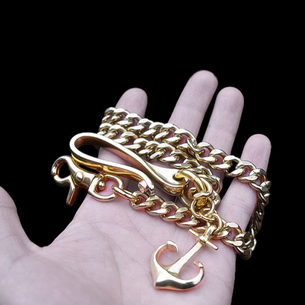 Anchor wallet chain brass simple buckle copper key chain