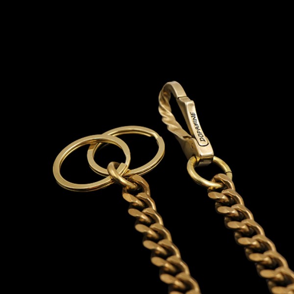 Wallet chain brass Double ring buckle copper key chain