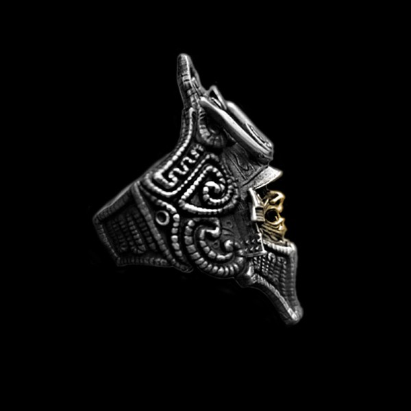 Skull mask Warrior Ring 18K Gold skull mask 925 Silver Ghost Warrior rings SSJ277
