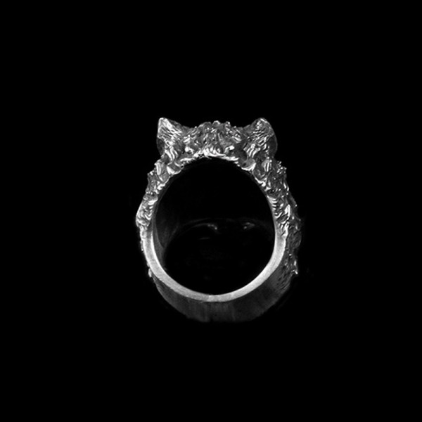 Wolf king ring 925 Silver mens wolf head rings SSJ282