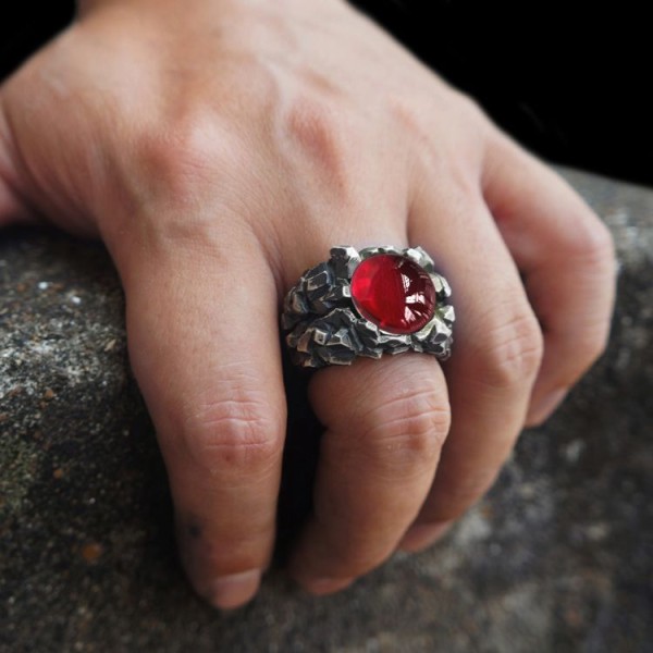 Ruby rings | Ruby Cleavage stone ring 925 silver pigeon blood ruby rings