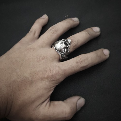 Soul Winged skull Ring 925 silver Wings No jaw skull rings