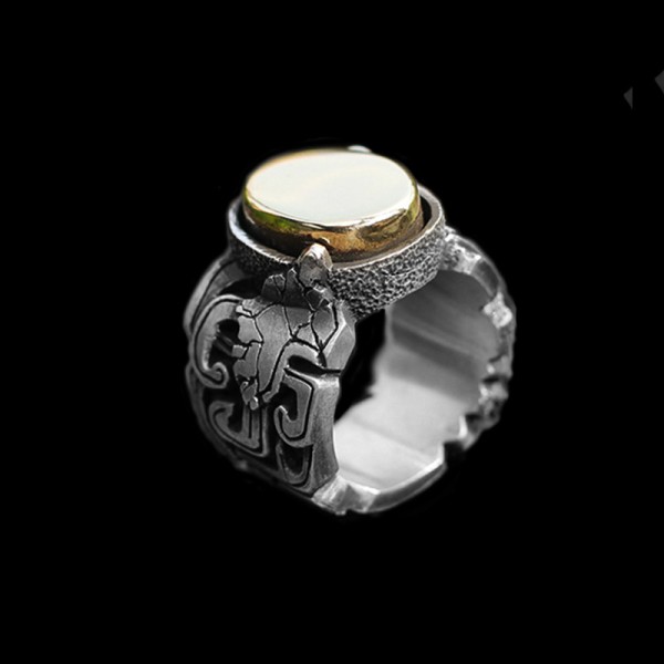 Gluttonous pattern ring 925 Sterling silver Auspicious pattern Brass rings SSJ199