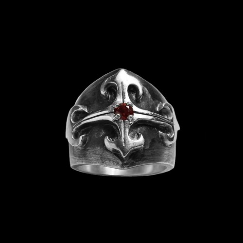 Gothic chrome hearts ring 925 Sterling silver ruby mens pinky rings