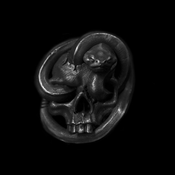 Human bones snake winding skull ring 925 Silver snake skull rings SSJ226