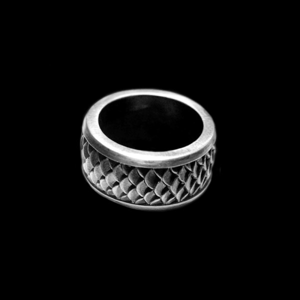 Fish ring | Fish scale ring 925 silver squama mens pinky rings .