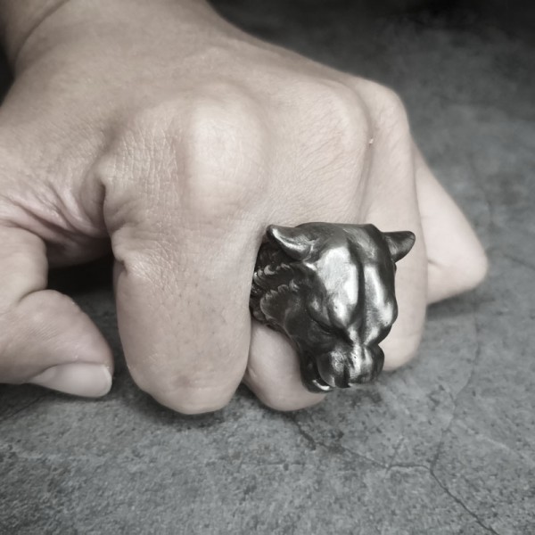 Angry Tiger ring 925 Silver Domineering Tiger head rings SSJ264